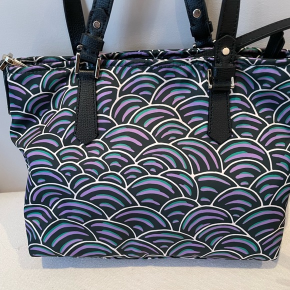 Rare Kate Spade Green & Purple on Black Satchel - Picture 3 of 12